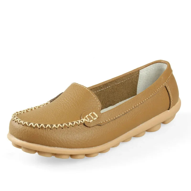 TIMETANG Damen Leder Flats – Handgefertigte Slip-On Ballerinas, Komfort-Loafers aus echtem Leder