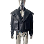 Nerazzurri Herren PU-Lederjacke kurz – Coole Emo &amp; Streetstyle Blazer-Jacke mit Reißverschluss et 3D-Taschen pour Frühling &amp; Herbst