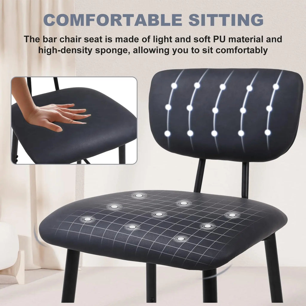 Moderne Leder-Barhocker mit Rückenlehne – Frühstücksbar & Kücheninsel Barstühle im minimalistischen Design