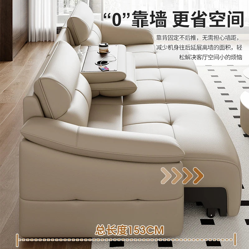 Leder Schlafsofa 2025 – Intelligentes elektrisches Sofa Bett für kleine Wohnungen, multifunktionales Faltsofa im Light-Luxury Design