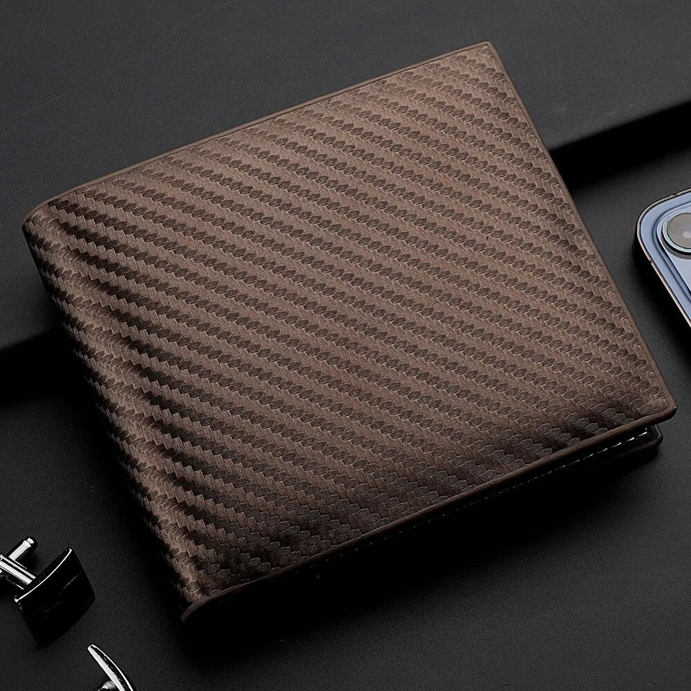 Carbon Fiber Herren Kurzgeldbörse – Slim Wallet mit Kartenfächern, Reißverschlussfach & Münzfach