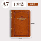 Vintage Notizbuch A6A7 aus PU-Leder – Kompakt, Gold-Print, Tragbar für Schule & Büro