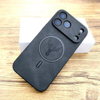 Luxus Retro Kunstleder Case pour iPhone – Couverture complète MagSafe Coque avec câble chargé pour iPhone 11 à iPhone 17 Pro Max &amp; Air