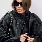 Damen Vintage Kunstleder Jacke Herbst & Winter 2025 – Kurze Y2K Streetwear Jacke mit Reißverschluss & Reverskragen, Casual High-Street Look