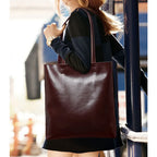Große Damen Handtasche aus echtem Rindsleder – Vintage Tote Bag mit viel Stauraum für Büro, Alltag & Shopping