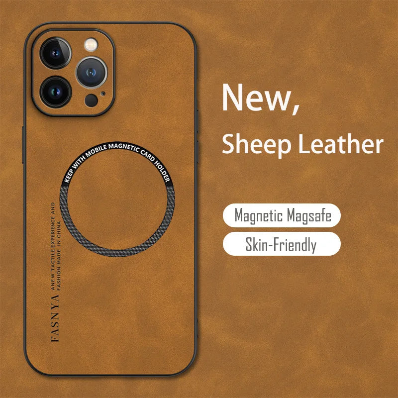 Funda de cuero MagSafe para iPhone – Funda de cuero vintage con función magnética para iPhone 11 a 15 Pro Max, Plus, XR y XS Max