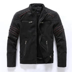 Herren Motorrad PU-Lederjacke mit Fleece-Futter – Vintage Biker Jacke mit Stehkragen &amp; Multi-Taschen pour Herbst &amp; Winter 2025
