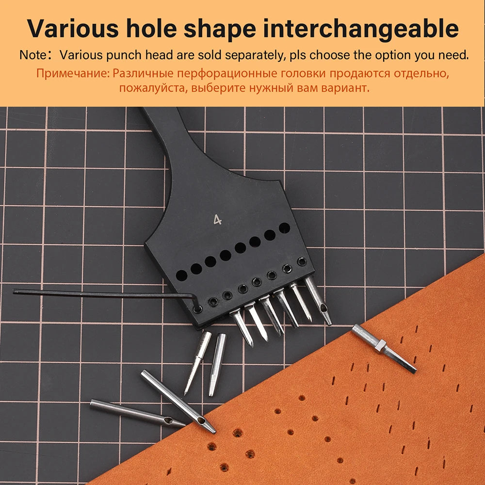 WUTA Austauschbare Rundloch- & French-Style Schlagköpfe – 20-teiliges Zubehörset für 3. Generation Leder Stichwerkzeuge