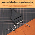 WUTA Austauschbare Rundloch- & French-Style Schlagköpfe – 20-teiliges Zubehörset für 3. Generation Leder Stichwerkzeuge