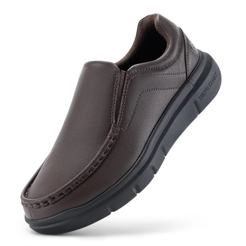 Fitville Herren Slip-On Lederschuhe – Extraweite Komfort-Loafer, leicht & unterstützend für Alltag und Freizeit