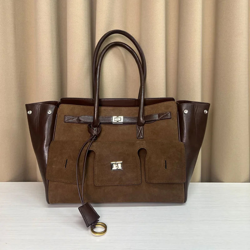 Luxus Wing Bag aus Leder – Große Kapazität Tote Bag mit Silber- oder Goldverschluss, Trendige Schultertasche für Damen