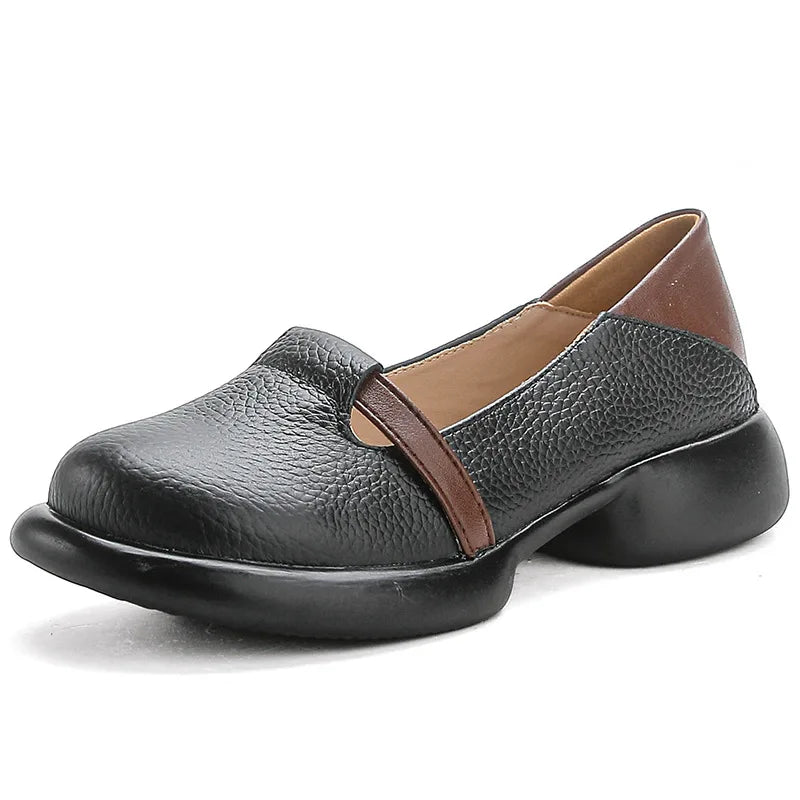 feerldi Damen Leder Flats WB-73K – Handgefertigte Vintage Loafers, Slip-On Moccasins mit runder Zehe für Alltag &amp; Autofahren 