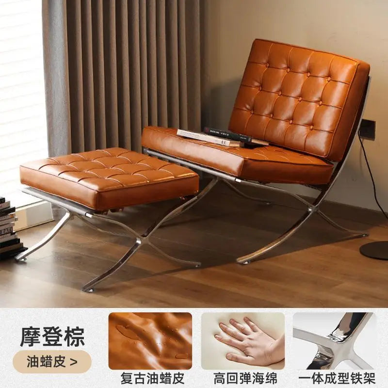 Barcelona Designer Einzelsessel – Italienischer Lazy Chair im nordischen Light-Luxury-Stil, moderner Relax-Sessel für Wohnzimmer &amp; Lounge