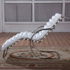 Antiker Designer-Loungesessel aus Edelstahl mit Lederarmlehnen – Luxus Freizeit-Sessel im modernen Minimalstil für Wohnzimmer