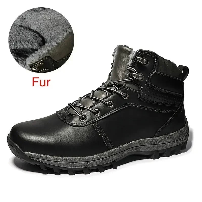 DEKABR Herren Winter Boots – Handgefertigte Schneestiefel aus echtem Leder mit Fell, Wasserdicht, Hoher Schaft, Größen 39-48