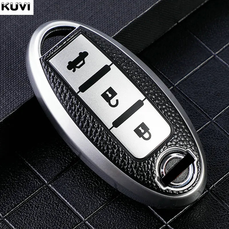Premium Leder-TPU Autoschlüssel Hülle für Nissan & Infiniti – Robuste Key Case Cover Schale für Qashqai, X-Trail, Juke & mehr