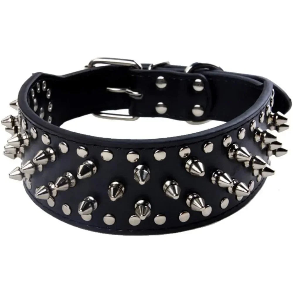 3-teiliges Leder Hunde-Set mit Spikes – Verstellbares Harness, Halsband & Leine im Punk-Design für Training & Spaziergang