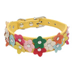 Blumen Hunde- & Katzenhalsband aus PU-Leder – Leichtes, verstellbares Flower Pet Collar für Welpen, kleine & mittelgroße Hunde