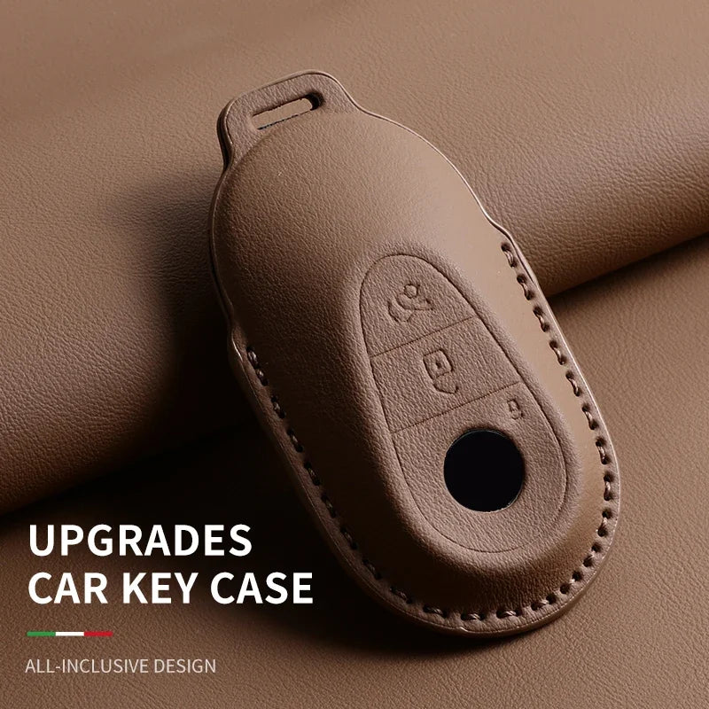 Vollumschließende Flip Leder Autoschlüssel Hülle für Mercedes-Benz – Premium Key Case Cover für A, C, E, S, G-Klasse, GLC, CLA, GLB, GLS, GLA (W177/W205/W213/W222/X167)