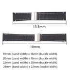 Weiches Uhrenarmband aus echtem Rindsleder – Quick Release Leder Watchband 18 / 20 / 22 / 24 mm mit Edelstahl-Faltschließe für Damen & Herren