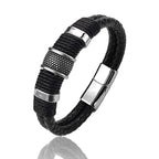 Luxus Herren Lederarmband Vintage – Mehrlagiges braunes Lederarmband mit Edelstahl & Perlen, elegantes Herrenarmband in Premium-Qualität