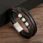 Classique Herren Lederarmband – Handgeflochtenes Multi-Layer Armband mit Magnetverschluss im modernen Punk-Style