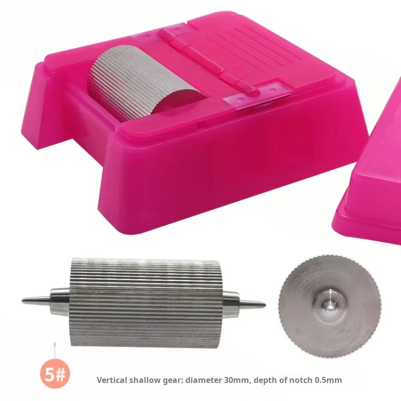 Quadratisches Lederkanten-Farbroller Set – Profi Oil Edge Box Werkzeug mit Zahnrädern für saubere Lederkanten (Rosé-Rot)