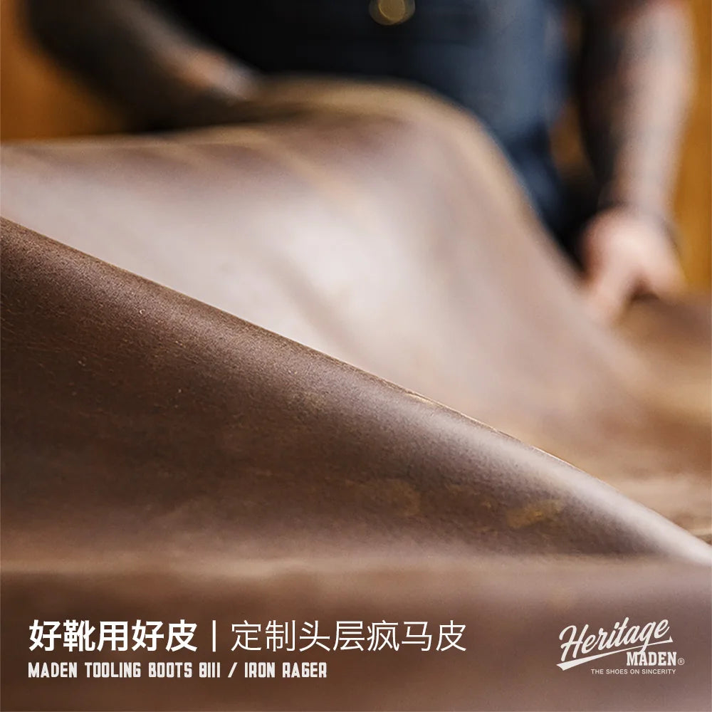 MADEN Herren Vintage 8111 Ankle Boots – Erstklassige Rindsleder Paratrooper Motorradstiefel für Herbst & Winter