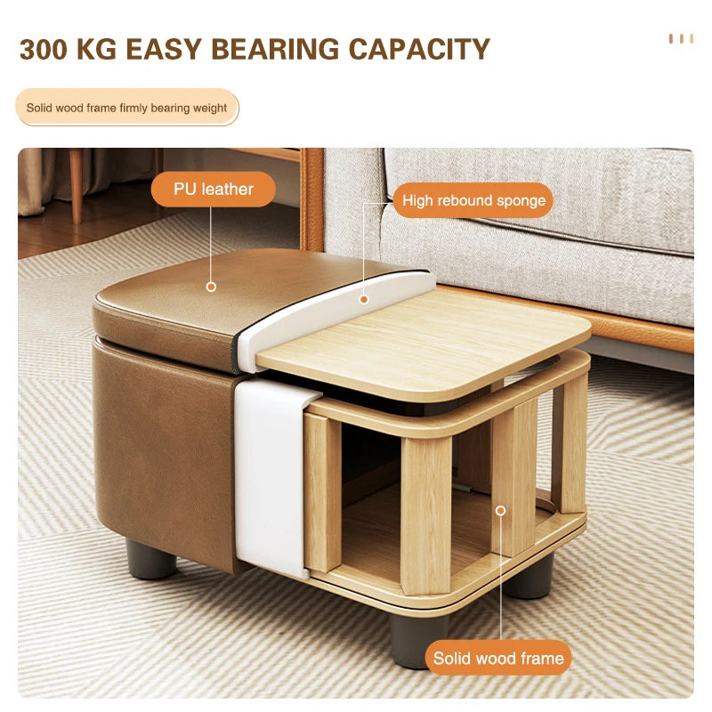 Multifunktionaler Leder Sitzhocker mit Stauraum – Moderner Organizer Ottoman für Wohnzimmer, Flur & Schlafzimmer