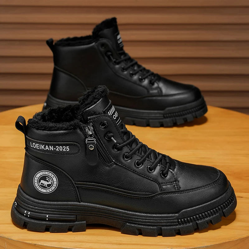 Herren Snow Boots 2025 – High-Top PU-Lederstiefel, rutschfest, kaltresistent, Outdoor- und Winterstiefel