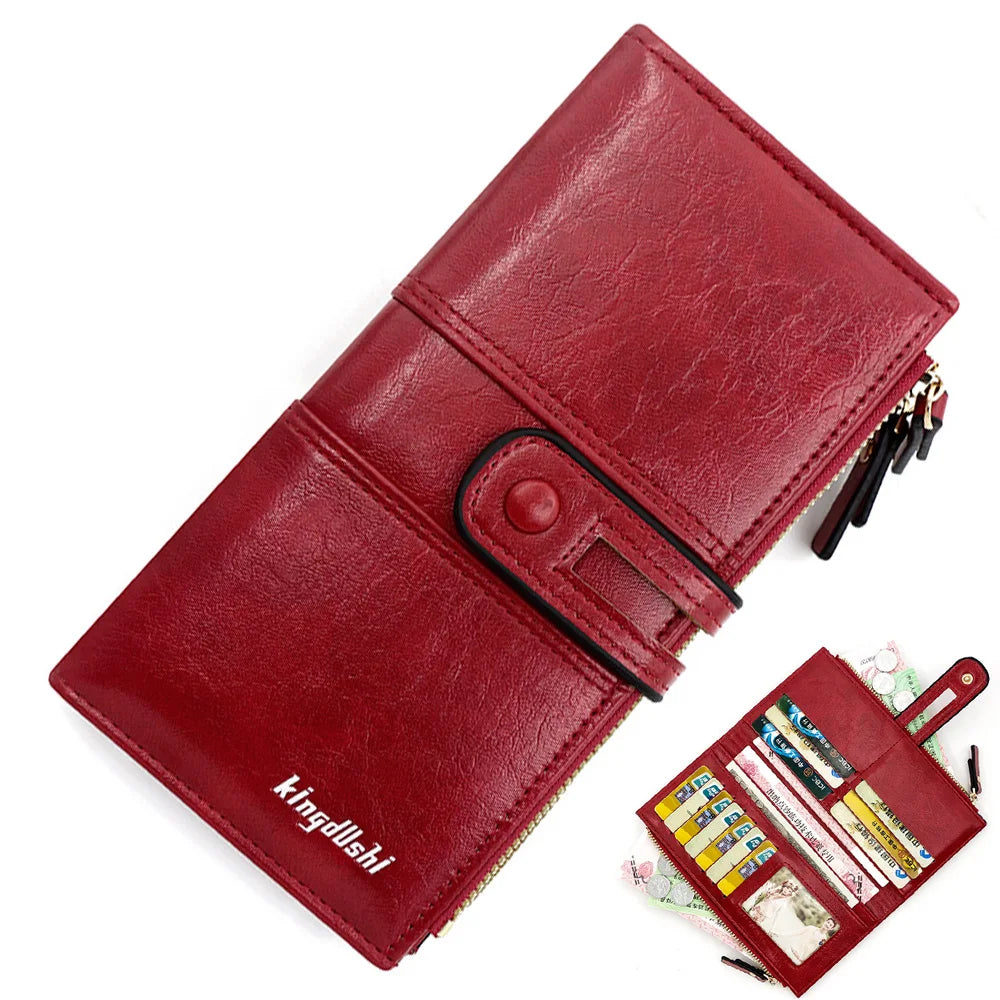 Damen Geldbörse Groß & Elegant – Lange PU-Leder Wallet mit Reißverschluss, Kartenfächern & hoher Kapazität