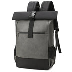 Rolltop Laptop Rucksack aus wasserfestem PU-Leder – Leichter Business & Reiserucksack mit USB-Funktion für Damen & Herren (15,6 Zoll)