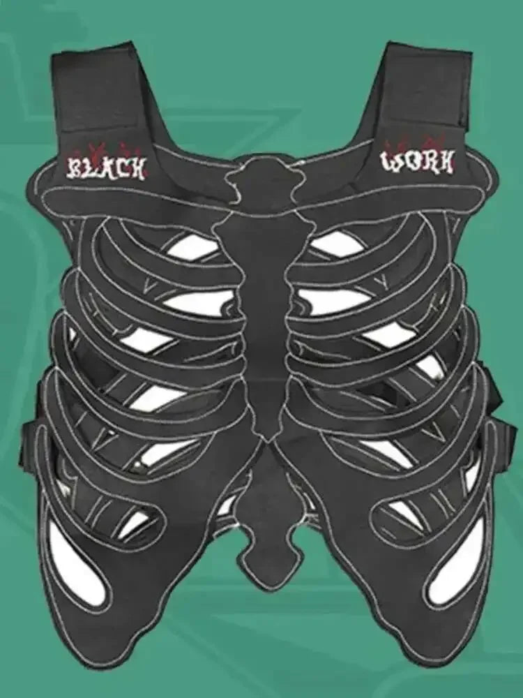 Gothic Skull Weste aus PU-Leder – Herren Dark Streetwear Weste mit 3D Skelett-Design, Hollow Look für Alltag & High Street