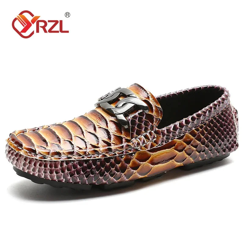 YRZL Herren Loafer aus PU-Leder – Komfortable Mokassins, Handgefertigte Driving Shoes in Übergrößen bis 48