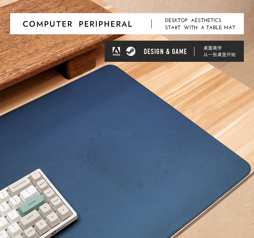 PU Cuir Schreibtischunterlage – Gros tapis de bureau pour bureau, ordinateur portable et jeux en bleu, braun, noir ou rose