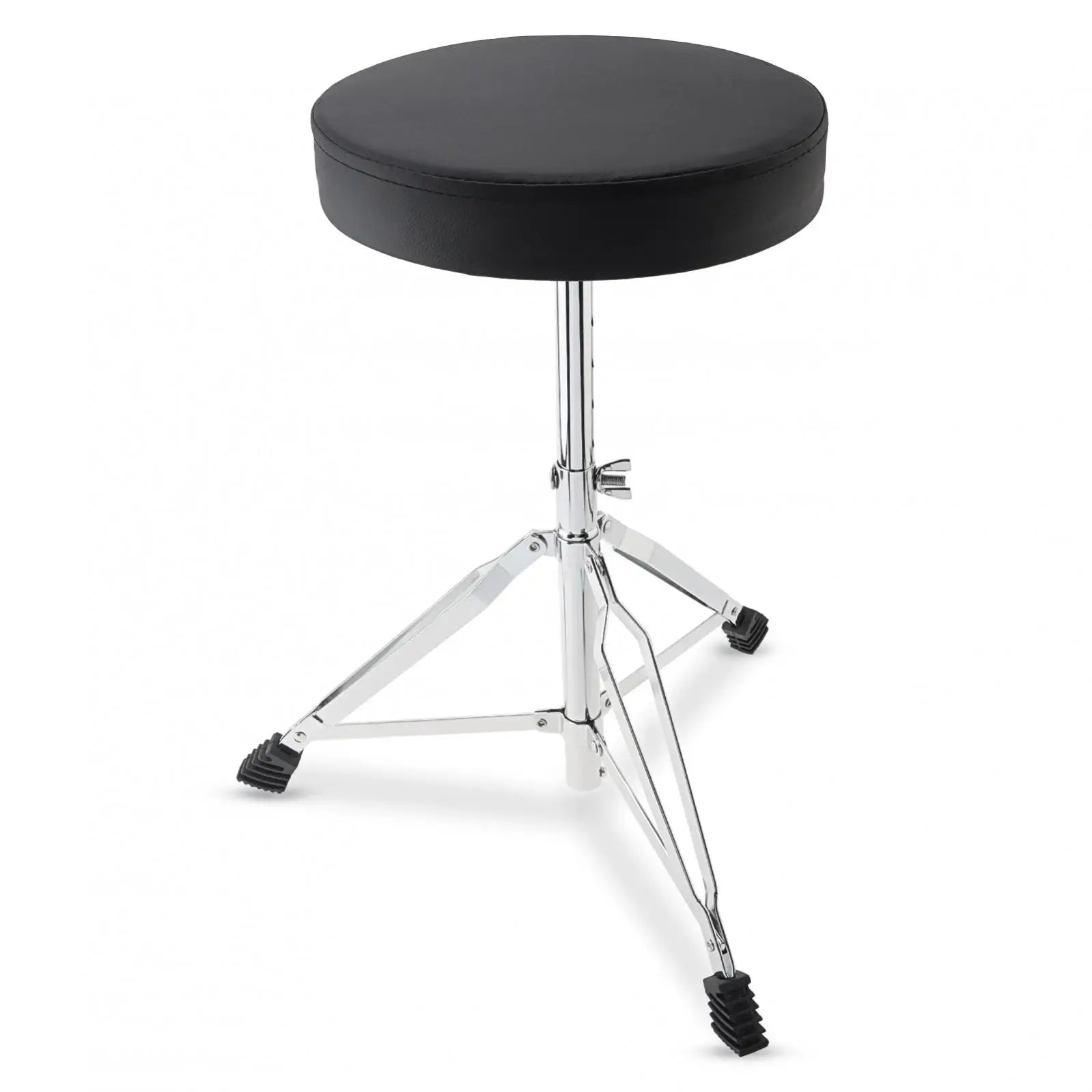 Höhenverstellbarer Drum Hocker aus PU-Leder – Gepolsterter Schlagzeugstuhl mit Edelstahl-Dreibein für Anfänger & Erwachsene