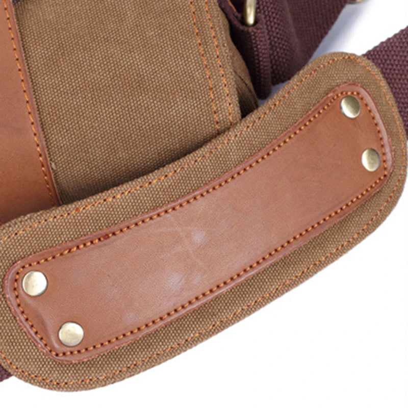 Sac messager en toile et cuir pour hommes – Sac à dos de voyage et d'ordinateur portable