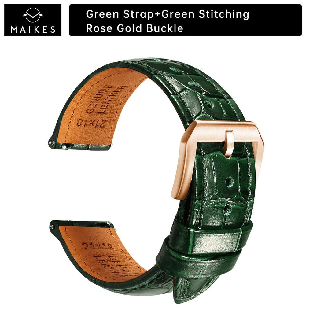 MAIKES Brassard de luxe en cuir avec dégagement rapide - Brassard Premium 20 mm / 21 mm / 22 mm avec fermeture papillon pour brassard élégant