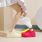 Damen Plateau Sneaker Grün – Chunky Lace-Up Sneakers aus Kunstleder im Hip-Hop Style für Frühling & Herbst