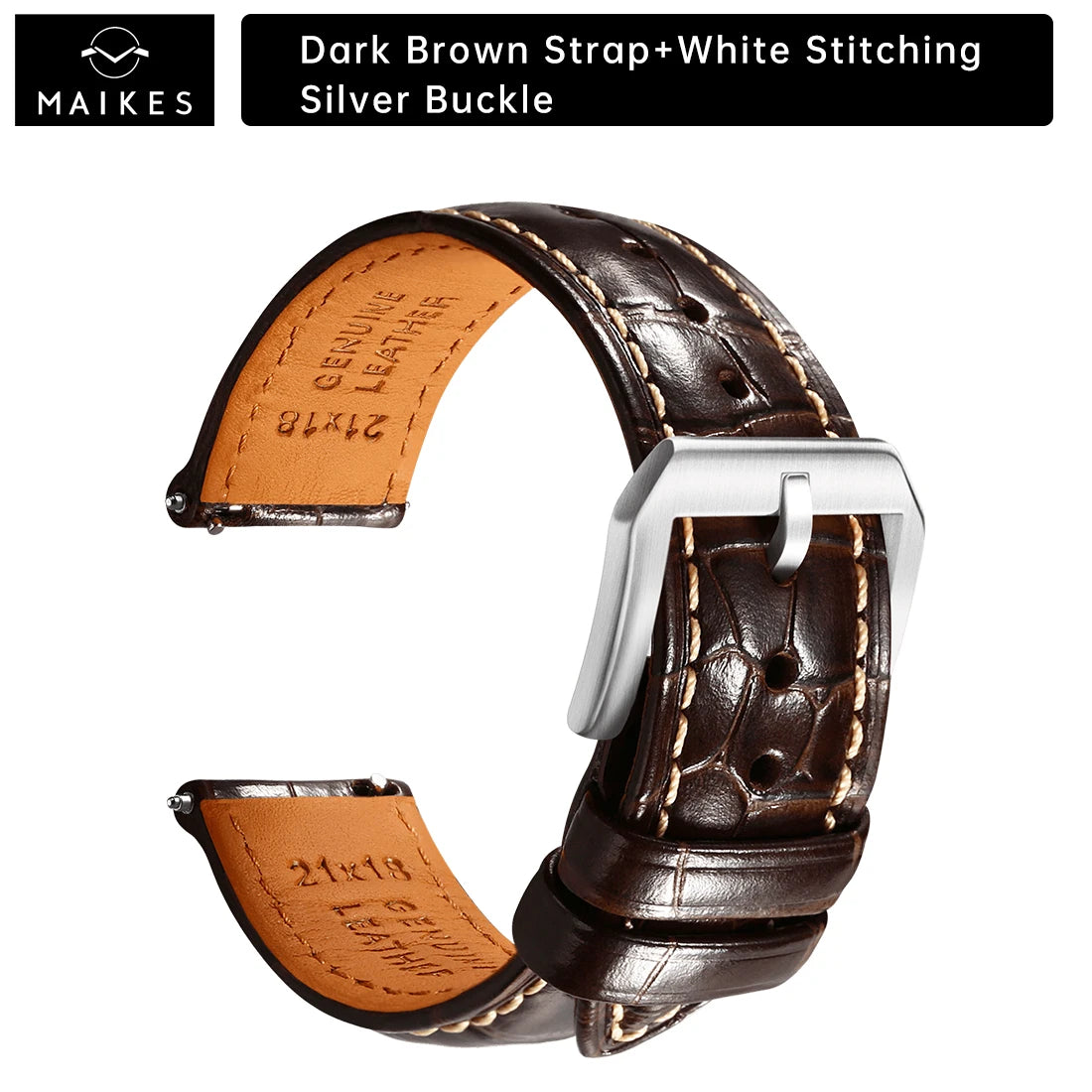 MAIKES Luxus Leder Uhrenarmband mit Quick Release – 20 mm / 21 mm / 22 mm Premium Armband mit Butterfly-Schließe für elegante Armbanduhren