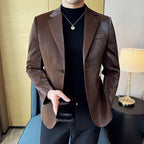 Herren Lederblazer mit Krokodilprägung – Slim Fit Business-Casual Jacke aus hochwertigem Kunstleder für Herbst & Winter (M–4XL)