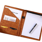 Braune Leder A4 Business Padfolio Mappe – Executive Dokumentenmappe mit Magnet-Clip &amp; Kartenfächern 