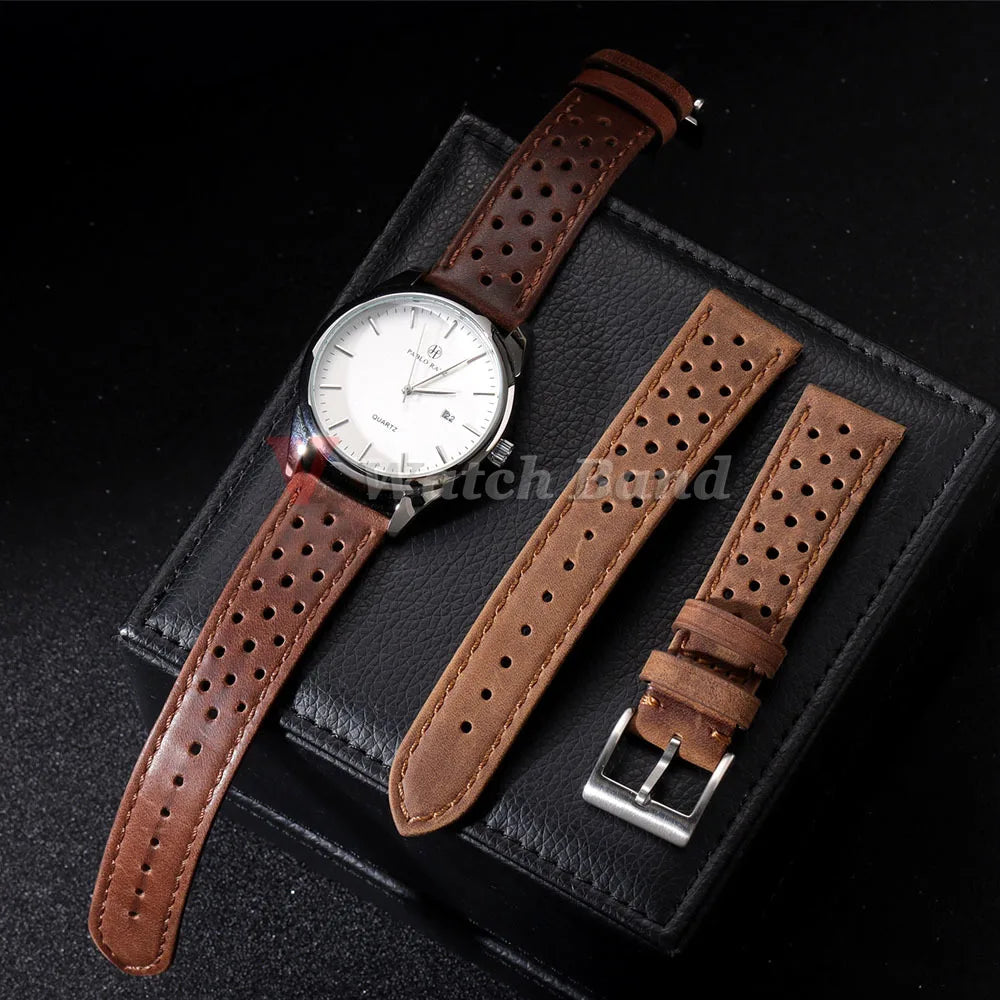 Echtes Rindsleder Uhrenarmband 18mm, 20mm & 22mm – Weiches Vintage Lederarmband für Samsung Galaxy Watch 6, 5, 4 & klassische Uhren