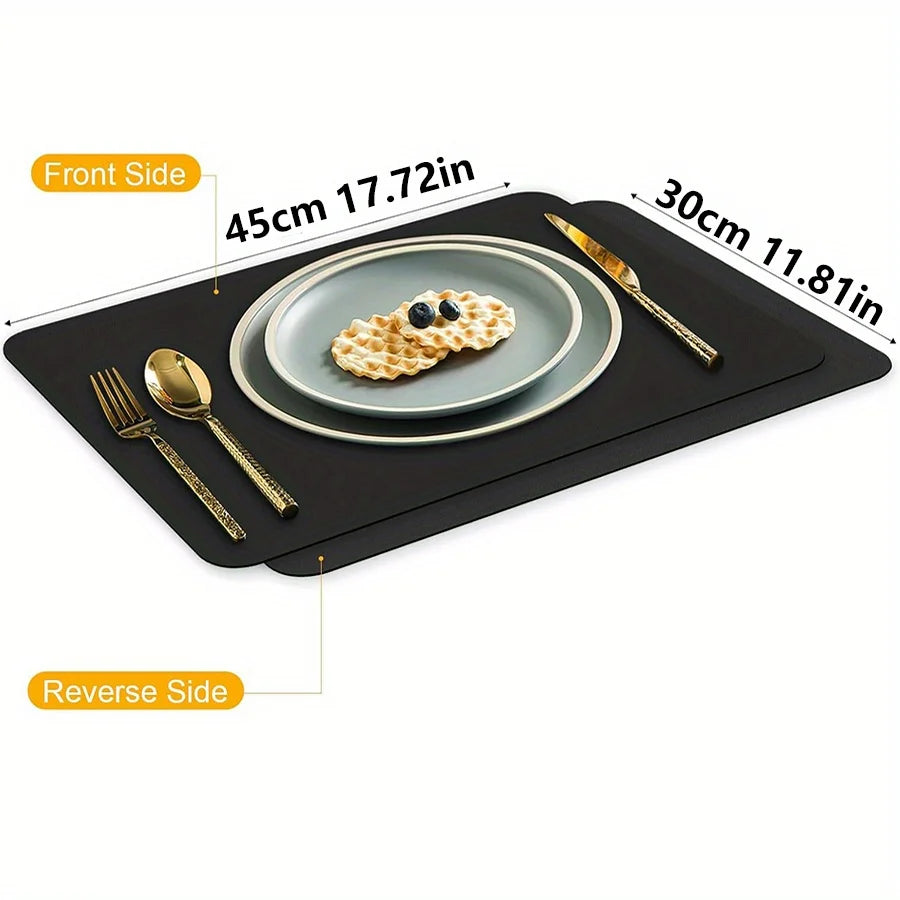 Kunstleder Tischsets 45×30 cm – Rutschfeste, hitzebeständige & langlebige Platzmatten in Schwarz/Weiß für Zuhause & Hotel
