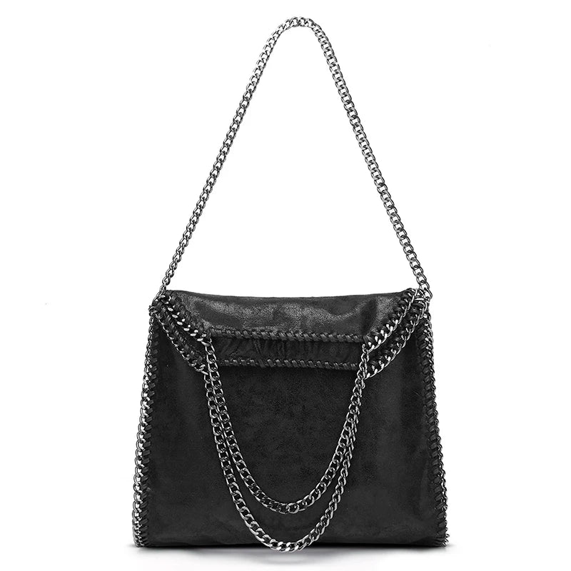 Damen Handtasche mit Kette – Fashion PU-Leder Bucket Bag, Schulter- & Crossbody Tasche, Groß und Tragbar
