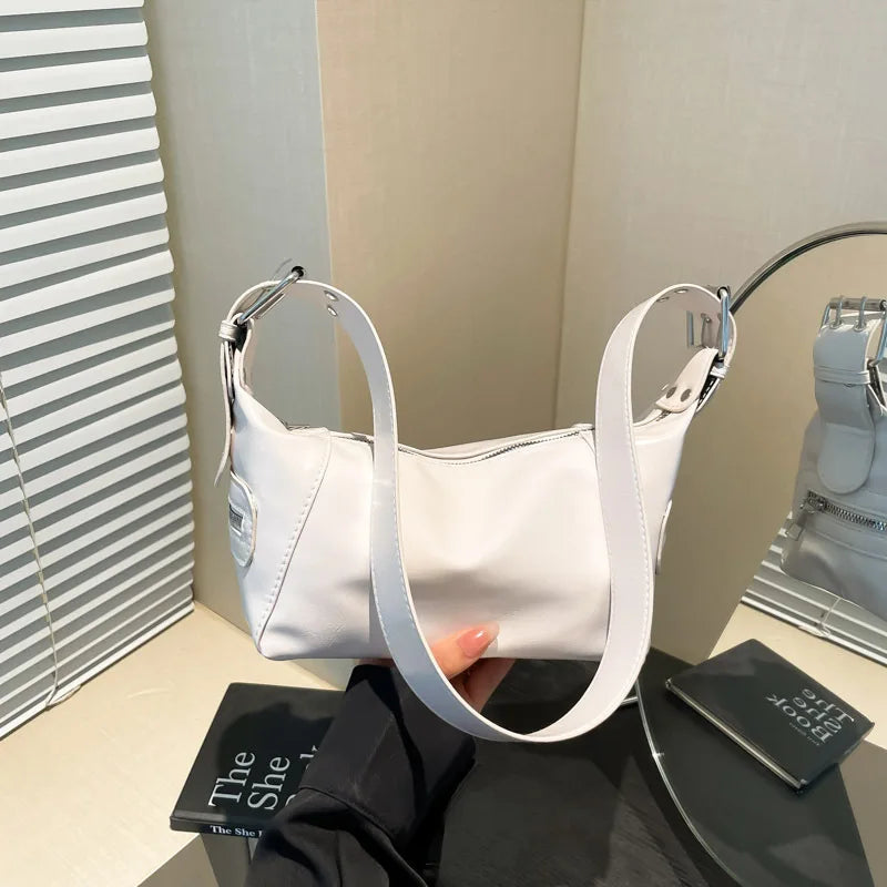 Underarm Bag Damen aus PU-Leder – Baguette Schultertasche mit Reißverschluss, Cool Drag Style & großem Stauraum