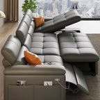 Designer Ledersofa für das Wohnzimmer – Verstellbares, faltbares & modulares Lounge-Sofa aus Echtleder im minimalistischen Design