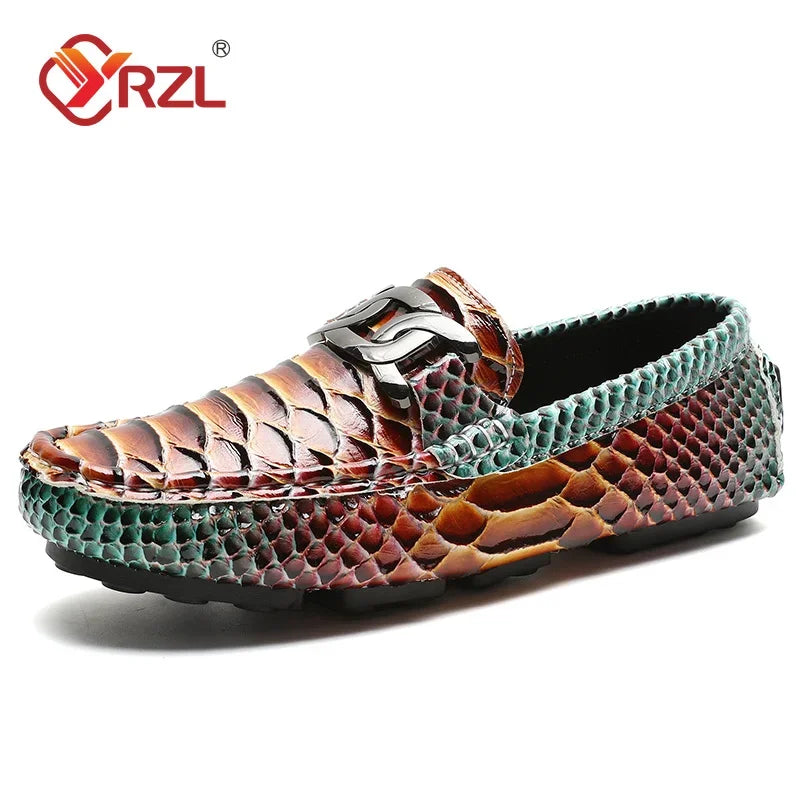 YRZL Herren Loafer aus PU-Leder – Komfortable Mokassins, Handgefertigte Driving Shoes in Übergrößen bis 48