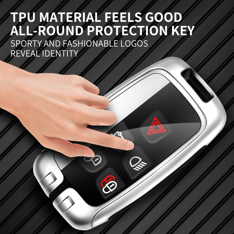 Premium Autoschlüssel Hülle aus Metall & Leder für Land Rover & Jaguar – Key Case Cover für Range Rover, Evoque, Velar, Discovery 4, XE, XF & XJ