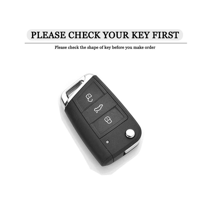 Premium Autoschlüssel Hülle aus Metall &amp; Leder für Skoda Kamiq - Faltbares Keyless Key Case Cover mit Schlüsselanhänger